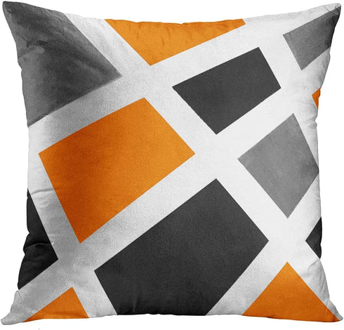 Emvency Set of 4 Throw Pillow Covers Modern Abstract Stripe Simple Geometric Acrylic Bold Decorative Pillow Cases Home Decor Square 18x18 Inches Pillowcases(Grey Orange)