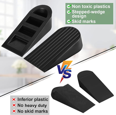 Big Door Stopper 2 Packs Heavy Duty Wedge Rubber Door Stop Works on All Floor Surfaces Height up to 1.9 Inches Non-Scratching Doorstops Special for Home Office School Heavy Door (Black)
