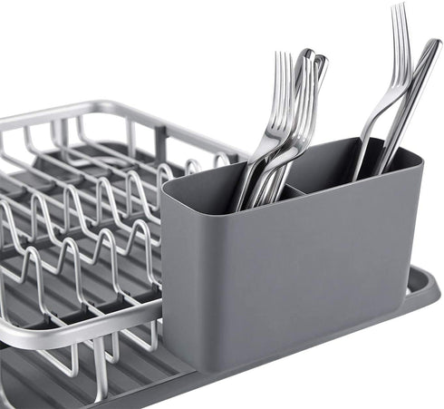 KK KINGRACK Aluminum Dish Drying Rack with Utensil Holder, Drainboard for Kitchen Countertop Dish Drainer 112055