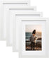 KINLINK 6x8 Picture Frames White, Photo Frames with Real Glass for Picture 4x6 with Mat or 6x8 without Mat, Composite Wood Picture Frames for Table Top and Wall Mounting, Set of 4