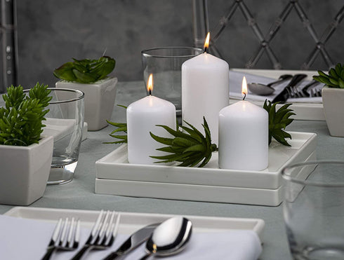 BOLSIUS 20 Count 1.6 x 2.4 Inch White 'Small' Pillar Candles - 7 Burn Hours - Premium European Quality - Unscented Dripless and Smokeless Wedding, Party, Restaurant, & Special Occasion Candle Set