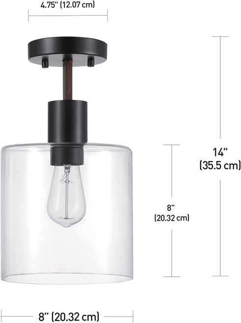 Globe Electric 60982 Sedona Semi-Flush Mount, Matte Black