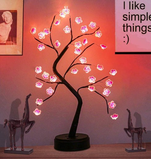 Bonsai Tree Light with Adapter Included, Tree Lamps for Living Room, Cute Night Light for House Decor, Good for Gifts, Home Decorations, Weddings, Christmas and More (Pink Cherry Blossom, 36 LED)