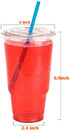 GOLDEN APPLE, 32oz-25sets. Clear Plastic Cups with Flat lids X hole (25cups +25lids) BPA Free