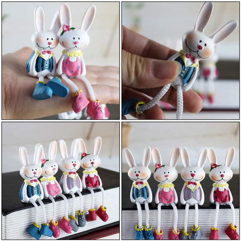KESYOO 4Pcs Mini Bunny Figurines Resin Rabbit Statues Sculptures Easter Shelf Sitters Table Decorations Centerpieces for Kids Easter Birthday Party Supplies