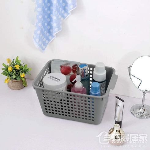 Gloreen Grey Plastic Basket, Weave Storage Baskets Organizer, 6 Packs