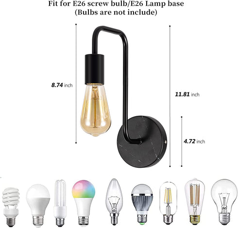 Curvilinear Sconce Vintage Industrial Wall Sconce Wall Lighting Fixture Mid Century Modern Wall Lamp Black for Bedroom Dining Room Living Room