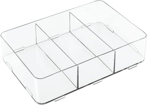 iDesign Clarity Interlocking Drawer Organizer for Cosmetics, Jewelry, Desk/Office Supplies, Crafts - 3 Compartments, Clear
