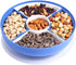 XKXKKE Divided Serving Dishes with Lid, Serving Tray with Lid, Round Divided Plates, Sectional Serving Tray Removable Party Snacks Tray for Candies, Nuts, Veggies, Fruits and Appetizer (Blue)