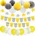 JOYMEMO Yellow Grey Elephant Baby Shower Decorations Neutral for Boy or Girl, Welcome Baby Banner Elephant Garland Confetti Balloons for Gender Neutral Baby Decor