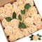 Artificial Flowers Roses 50pcs Champagne Roses Wedding Decoration Real Looking Fake Roses w/Stem for DIY Wedding Bouquets Centerpieces Arrangement Party Baby Shower Home Decoration (Champagne, 50 pcs)