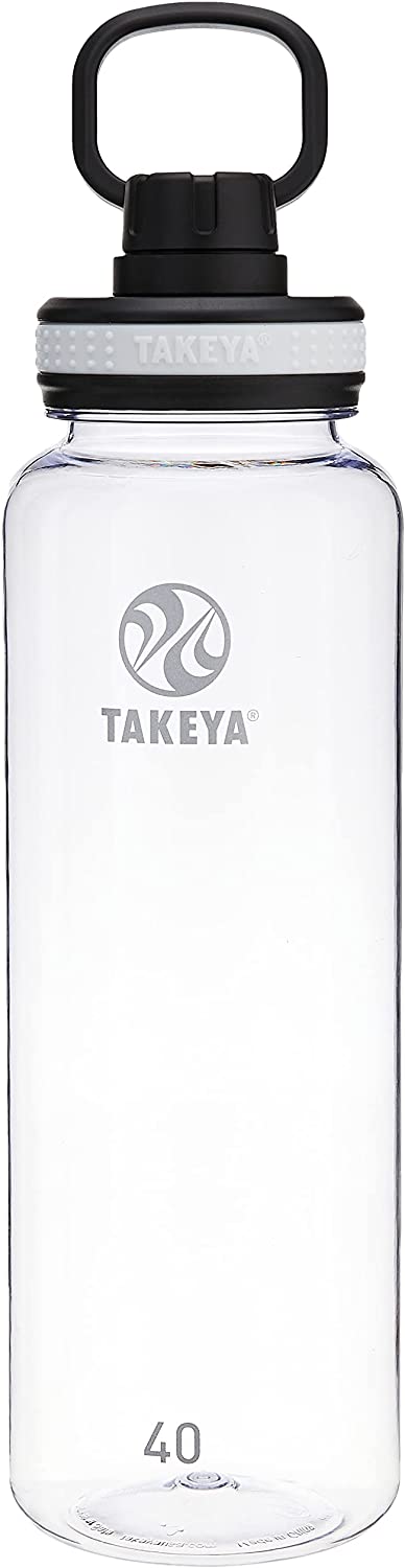 Takeya 40 oz Tritan Plastic BPA-Free Bottle with Spout Lid, Clear