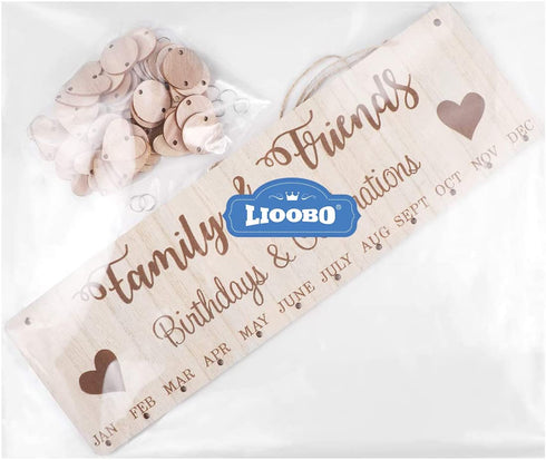 LIOOBO Wooden Birthday Reminder Calendar Plaque Sign Board Wall Hanging Family Decor Plaque (C)