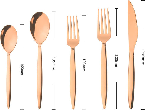 SANTUO 20 Piece Silverware Set for 4, Dinning Stainless Steel Flatware Set, 20pcs Lunch Tableware Cutlery Set, Dinner Mirror Polished Utensils, Include Knife Fork Spoon for Home (Rose Gold)