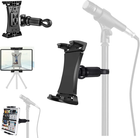 ChargerCity 360º Swivel 1/4-20 Tripod Tablet Smartphone Holder w/Pole Mic Microphone Stand Mount for iPad, iPad Pro, iPad Air, iPad Mini, 2, 3, iPhone, Smartphone 4.7-12.9" Tablets