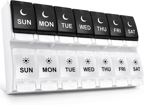 Easy Open Pill Organizer 2 Times a Day, DANYING Large 7 Day Pill Box Twice A Day, Push Button Weekly AM PM Pill Case, Day Night Pill Container, Arthritis Friendly Vitamin Organizer 2 Per Day