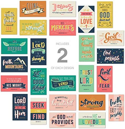 Religious Motivational Quote Cards / 2" x 3.5" Flat Business Card Size / 50 Positivity Cards / 25 Uplifting Christian Designs