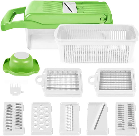 7 in 1 Vegetable Chopper, Easy to use Mandoline Slice Potato Onion Chopper Vegetable Chopper Dicer Slicer Cutter, Chopper for Kitchen with Hand Guard & Container Drain Basket
