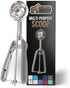 Gorilla Grip Premium Stainless Steel, Spring-Loaded Scoop for Fruit, Cookie and Ice Cream, Easy Squeeze and Clean Release, Comfortable Handle, Medium, 2 TBSP Scooper Size 30, Uniform Portions, Gray