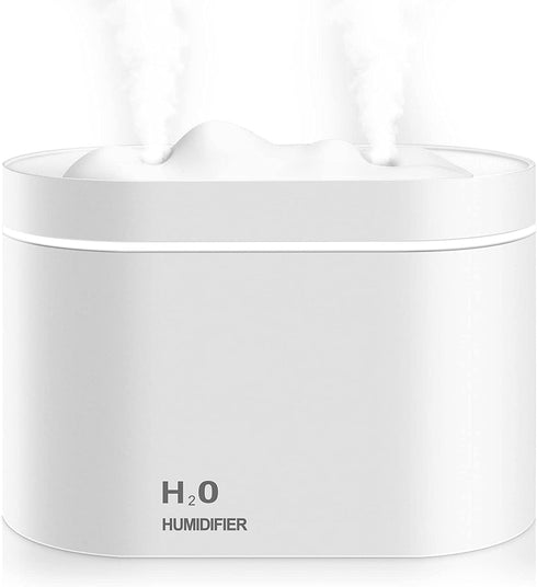 Mini Humidifier, 800ml Small Plant Humidifier, Portable Cool Mist Humidifiers for Bedroom, Personal Desk Humidifier for Baby Office Home, Auto Shut Off, Dual Nozzle Design, Super Quiet, White