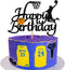 Vivicraft Basketball Theme Cake Topper for Boy Birthday Decorations, Double Sided Glittery Happy Birthday Basketball Cake Toppers for Party Supplies (1pcs, Black)