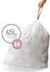 simplehuman Code M Custom Fit Drawstring Trash Bags in Dispenser Packs, 45 Liter / 11.9 Gallon, White 20 Liners