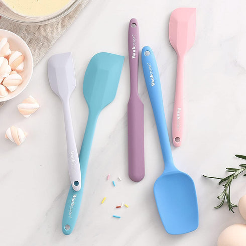Wanbasion Multicolour Dark 5 Piece Silicone Spatula Set Heat Resistant, Kitchen Silicone Spatula Utensil Set, Rubber Spatulas for Nonstick Cookware for Cooking Baking Mixing