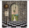 Xnichohe Fairy Tale Wonderland Shower Curtain Brave Girl Adventure Black White Floor Mushroom Lantern Clock Polyester Cloth Fabric Bathroom Curtains Decor Set with Hooks,70 x 70 Inches