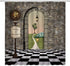 Xnichohe Fairy Tale Wonderland Shower Curtain Brave Girl Adventure Black White Floor Mushroom Lantern Clock Polyester Cloth Fabric Bathroom Curtains Decor Set with Hooks,70 x 70 Inches