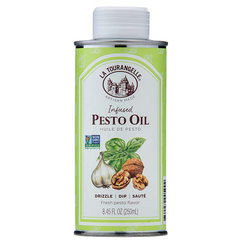 La Tourangelle, Pesto Infused Sunflower Oil, Drizzle onto Pasta and Salads, Whisk in Seasonings for Easy Dipping Sauce, Vinaigrette, or Marinade, 8.45 fl oz