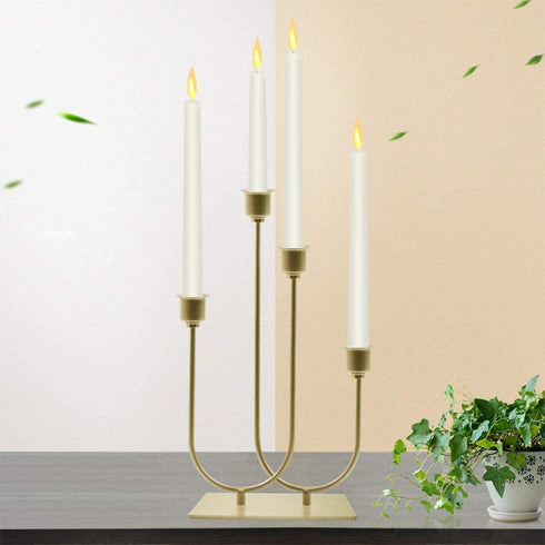 smtyle Candlestick Holders Set of 4 Candelabra with Iron-0.8" Diameter Ideal for Pillar LED Candles Gold