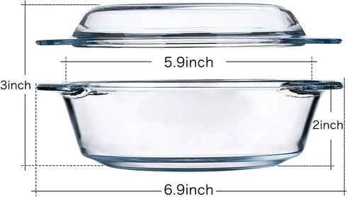 Clear Round Glass Casserole by NUTRIUPS | With Lid, Heat, Cold and Shock Proof,Oven, Freezer and Dishwasher Safe,0.65 L