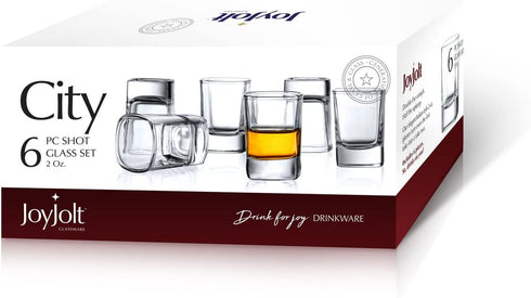 JoyJolt 6-Pack Heavy Base Shot Glass Set, 2-Ounce Shot Glasses
