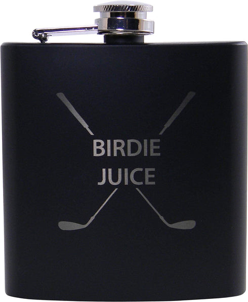 Golf Birdie Juice Flask, Funnel and Gift Box - Great Chirstmas, Birthday, Valentines Gift for Golfers (Black)