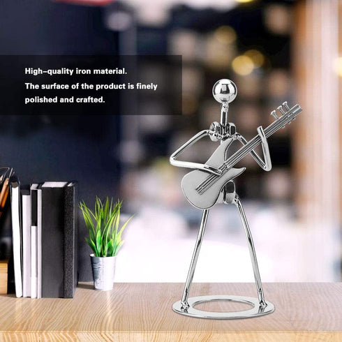 Small Iron Sculpture Metal Musician Player Collectible Figurine Hand Soldering Home Decor Art Iron Statue Crafts Gifts