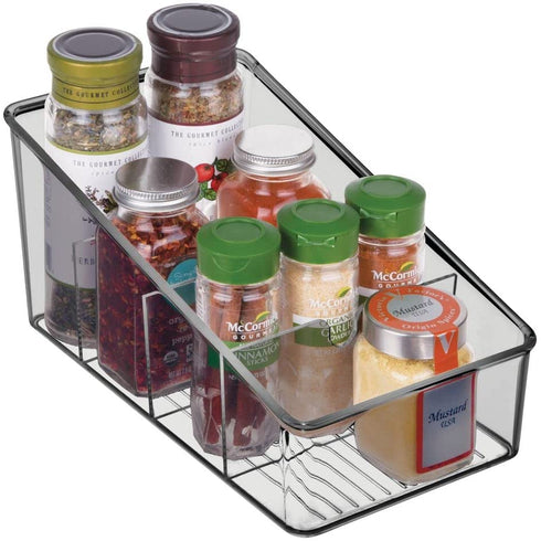 mDesign Plastic Food Packet Organizer Bin Caddy - Storage Station for Kitchen, Pantry, Cabinet, Countertop - Holds Spice Pouches, Dressing Mixes, Hot Chocolate, Tea, Sugar Packets, 2 Pack - Smoke Gray