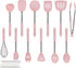 Rorence Kitchen Utensil Cooking Utensil Set for Baking Mixing: 12 Pieces Kitchen Gadgets Non-Stick & Heat Resistance Silicon and Stainless Steel Handles (Utensil Holder Not Included) - Pink