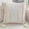 ToGeeKa Boho Woven Tufted Decorative Throw Pillow Covers, Soft Warm Woven Square Cushion Case with Tassels for Couch Sofa Bedroom Office Car, 20 x 20 inch (50 x 50 cm), Cream