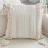 ToGeeKa Boho Woven Tufted Decorative Throw Pillow Covers, Soft Warm Woven Square Cushion Case with Tassels for Couch Sofa Bedroom Office Car, 20 x 20 inch (50 x 50 cm), Cream