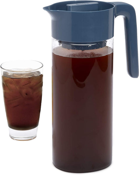 Goodful Airtight Cold Brew Iced Coffee Maker, Shatterproof Durable Tritan Plastic Construction, Leak-Proof Lid, Large Capacity with Premium Stainless Steel, 2.25 Qt, Blue