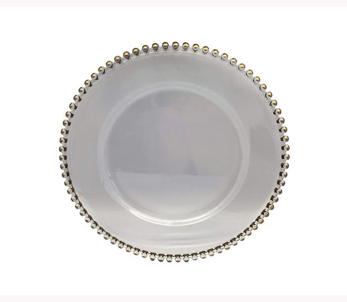 S/6 Transparent Plastic Charger Plates (Gold, 6)