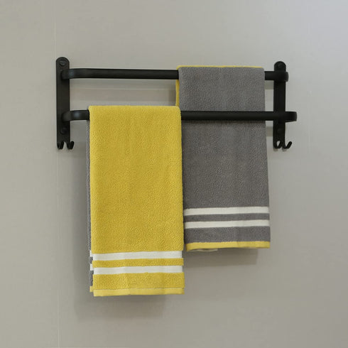 YiLUOMO Hand Towels Set of 2 100% Cotton Striped Checkered Pattern Easter Hand Towel Super Soft Highly Absorbent Towels for Bathroom, Kitchen 13 x 29 Inch (Yellow & Grey)
