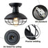 ZZ Joakoah Industrial Vintage Rustic Semi Flush Mount Ceiling Light, Metal Cage Pendant Lighting Lamp Fixture for Hallway Stairway Kitchen Garage Porch, E26, Black Painting Finish.