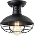 ZZ Joakoah Industrial Vintage Rustic Semi Flush Mount Ceiling Light, Metal Cage Pendant Lighting Lamp Fixture for Hallway Stairway Kitchen Garage Porch, E26, Black Painting Finish.