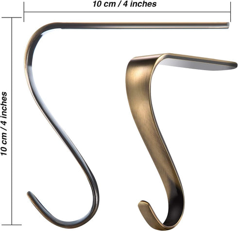 Boao Christmas Stocking Holders Metal Mantel Stockings Hangers Shelf Fireplace Garland Mantle Grips Set (Bronze Color, 4)