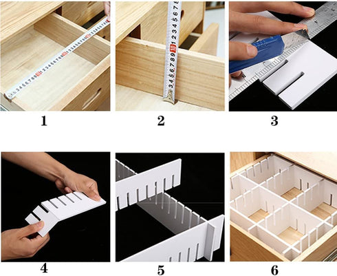 Deep Drawer Dividers Organizer 42cm, HGYZE Connectable Separators 9cm Customizable Insert for Dresser Bedroom Office Kitchen Storage, Strong Foam Cuttable Partition, 8pcs Organizador de Cajones, White