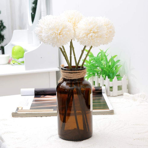 MAGT Artificial Silk Flower, 6Pcs Beautifully Artificial Dandelion Balls for Home Wedding Decor(White)