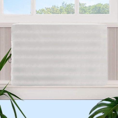 Bekith Indoor Air Conditioner Cover, AC Cover Inside Window AC Unit Cover, Double Insulation Defender with Elastic Strap, White (25? x 18? x 3.5?)