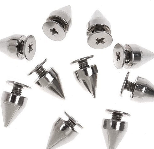 RUBYCA 100 Sets 9MM Silver Color Bullet Cone Spike and Stud Metal Screw Back for DIY Leather-Craft