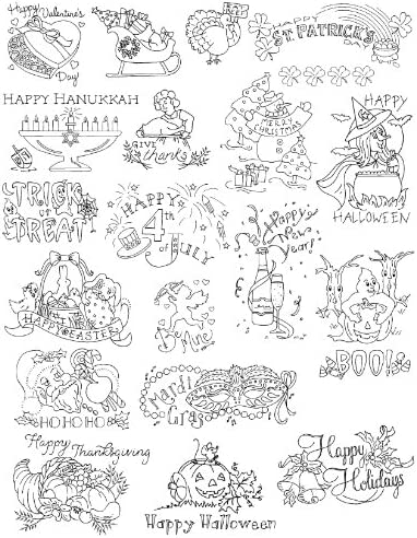 Aunt Martha's 405 A Holiday for Every Season Embroidery Transfer Pattern Book, Over 25 Iron On Patterns